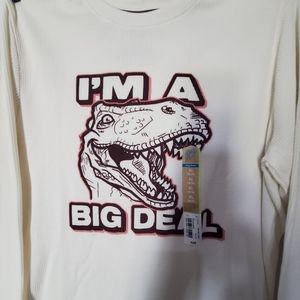 Dinosaur Crewneck long sleeve Waffle Shirt Size XL Soft L👀K NWT